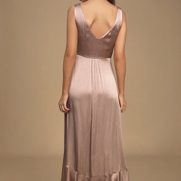 NWT Lulus Abundant Love Mauve Ruffled High-Low Maxi Dress - Picture 3 of 8